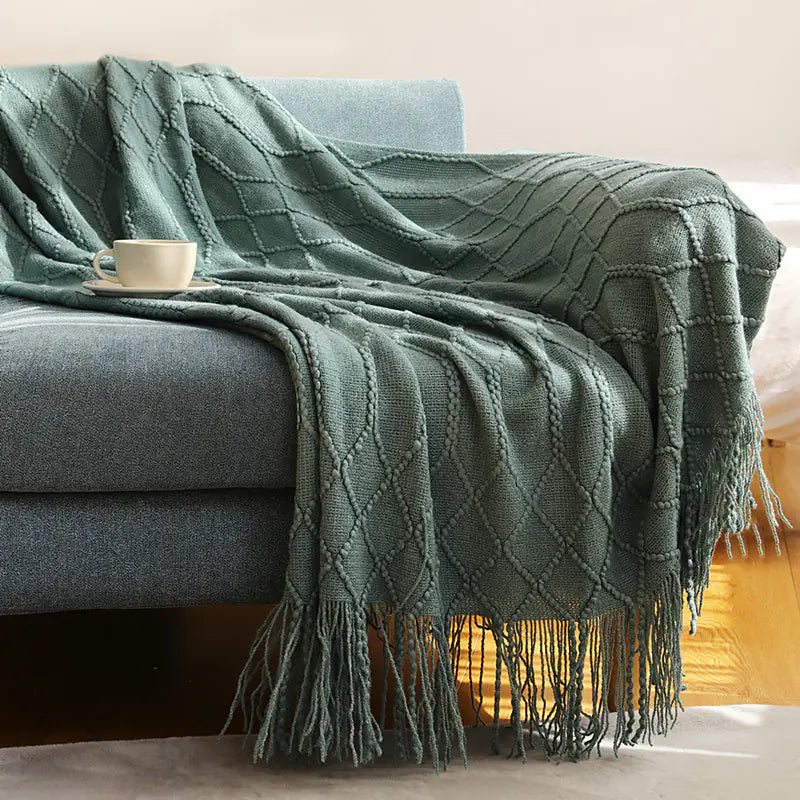 Knitted Sofa Blanket for Winter Office