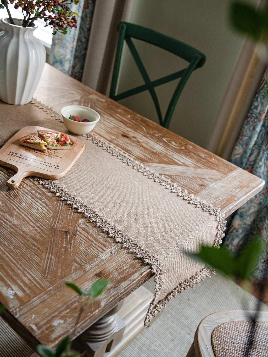 Natural Jute Woven Tassels Table Runner