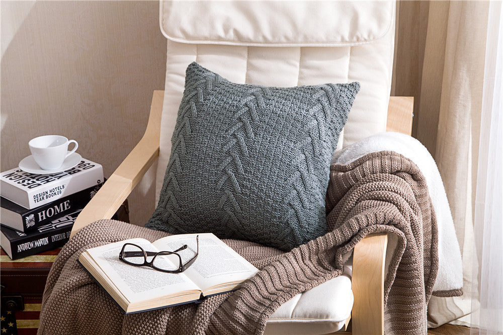 Coarse Wool Knitted Cushion Cover