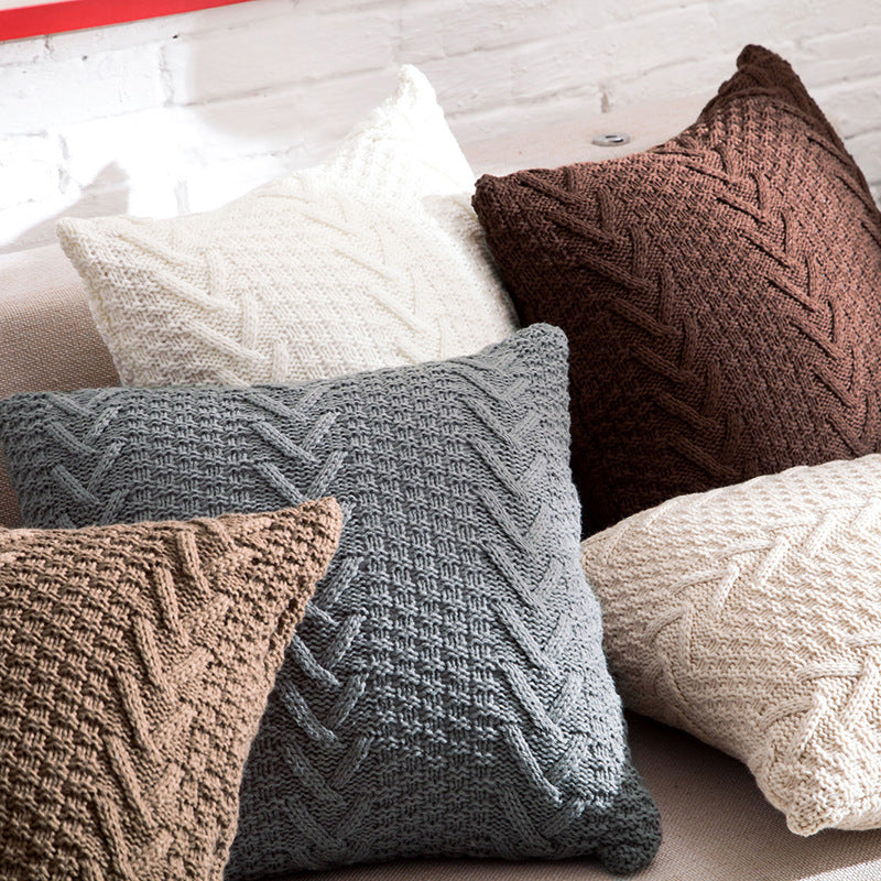 Coarse Wool Knitted Cushion Cover