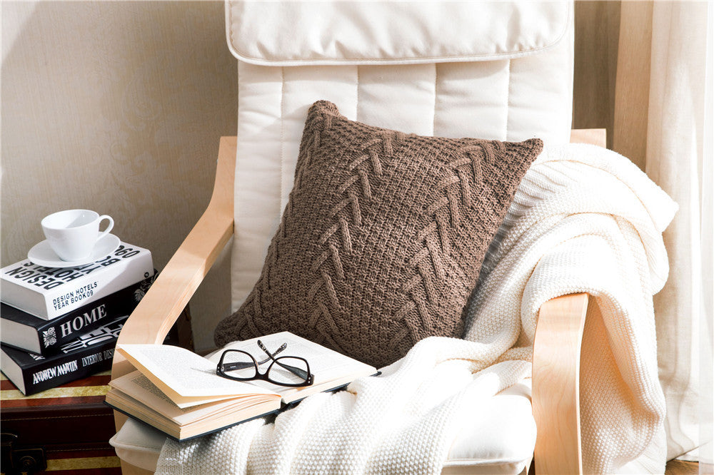 Coarse Wool Knitted Cushion Cover