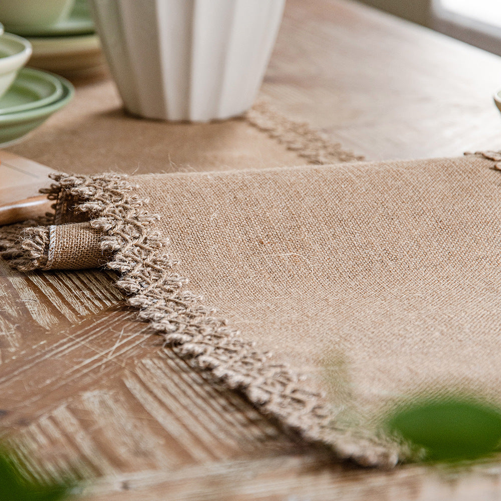 Natural Jute Woven Tassels Table Runner