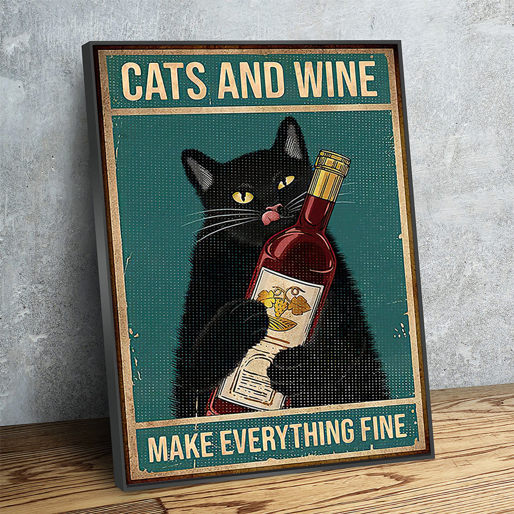 Cat And Wine Poster