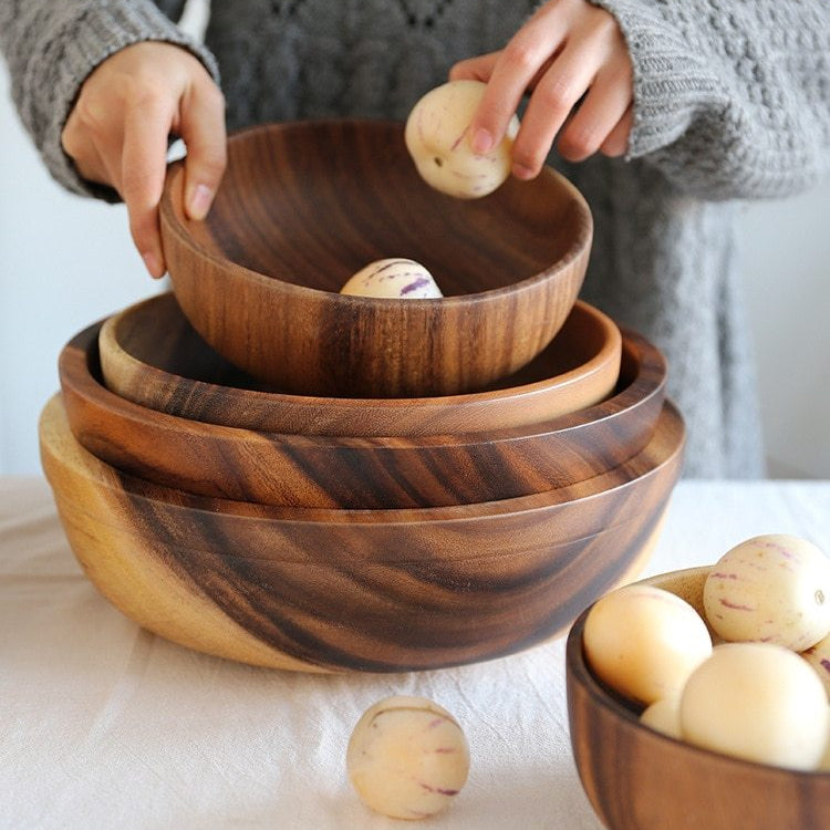 Natural Wood Kitchen Bowls