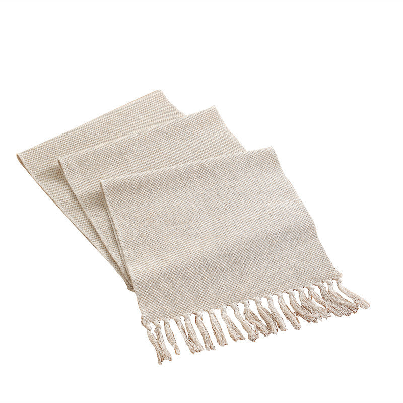 Woven Cotton And Linen Table Runner