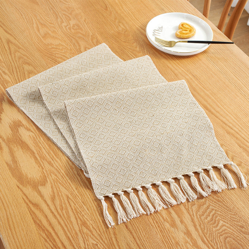 Woven Cotton And Linen Table Runner