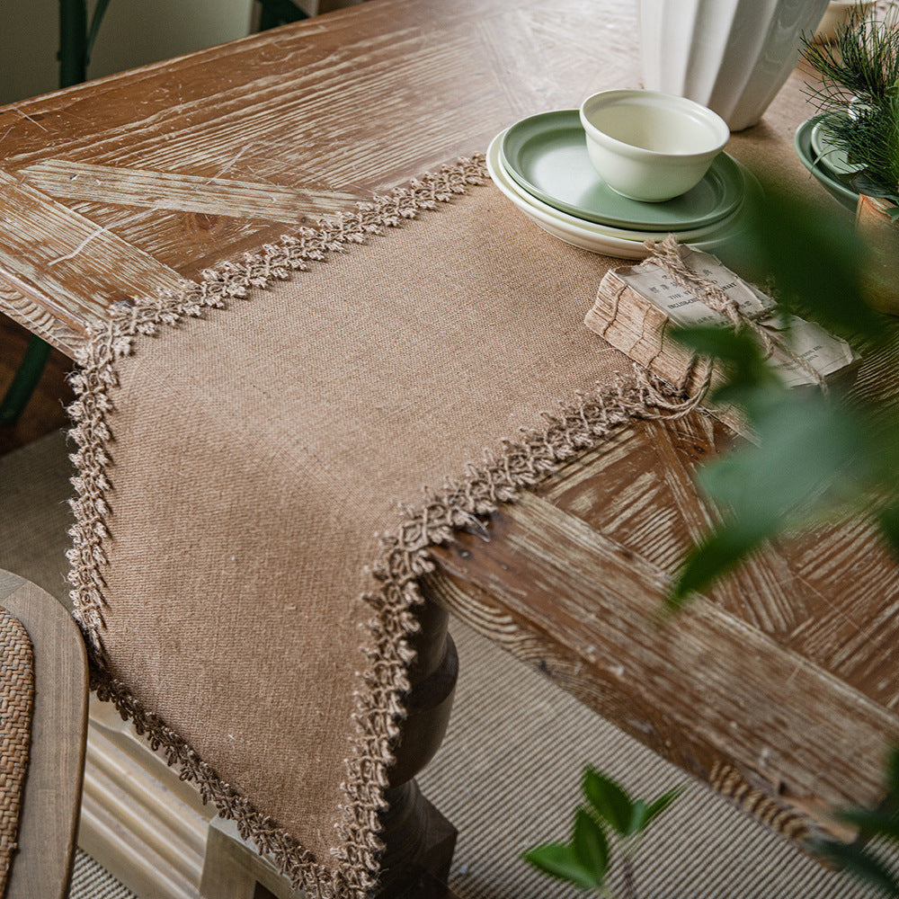 Natural Jute Woven Tassels Table Runner
