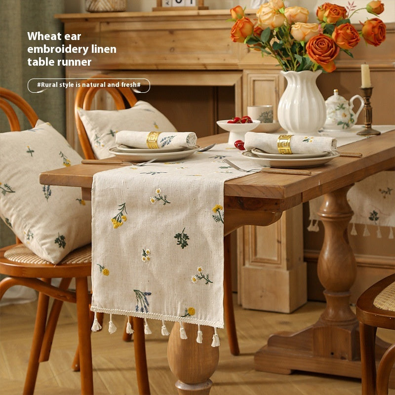 Wheat Embroidery Table Runner