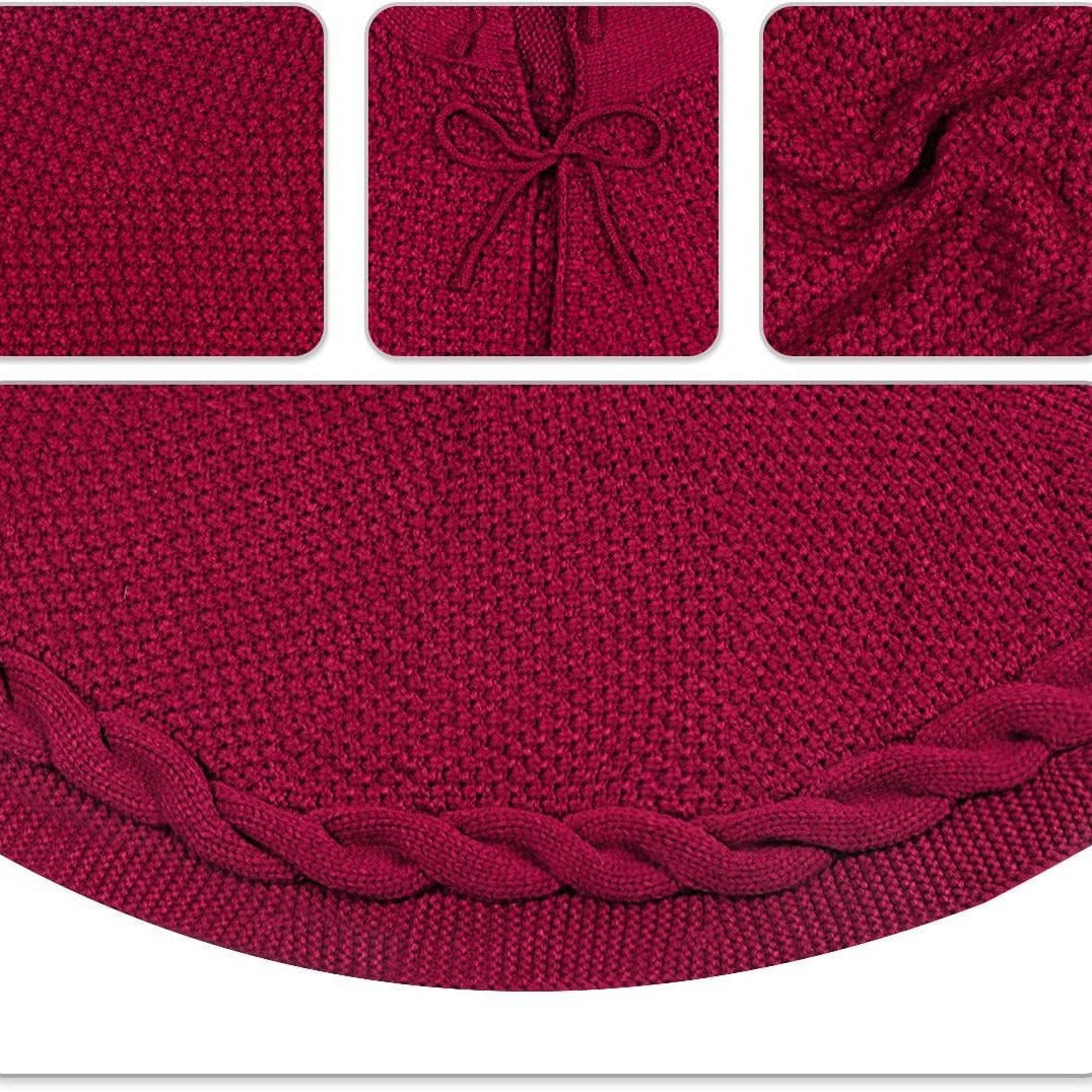 Christmas Red Knitted Tree Skirt