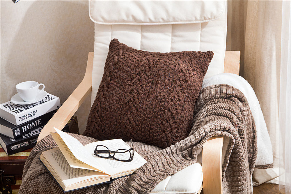 Coarse Wool Knitted Cushion Cover