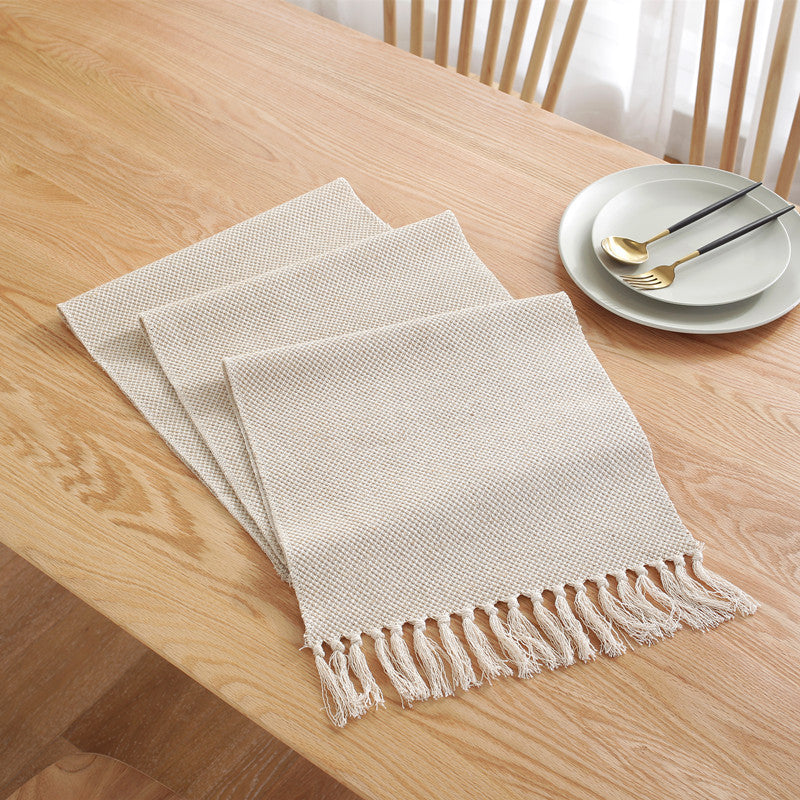 Woven Cotton And Linen Table Runner