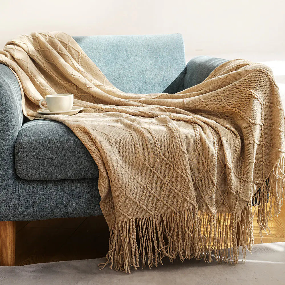 Knitted Sofa Blanket for Winter Office