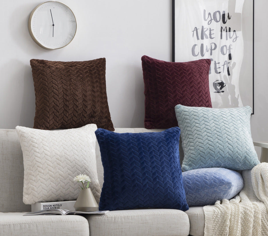 Flannel Leaf Cushion Cover