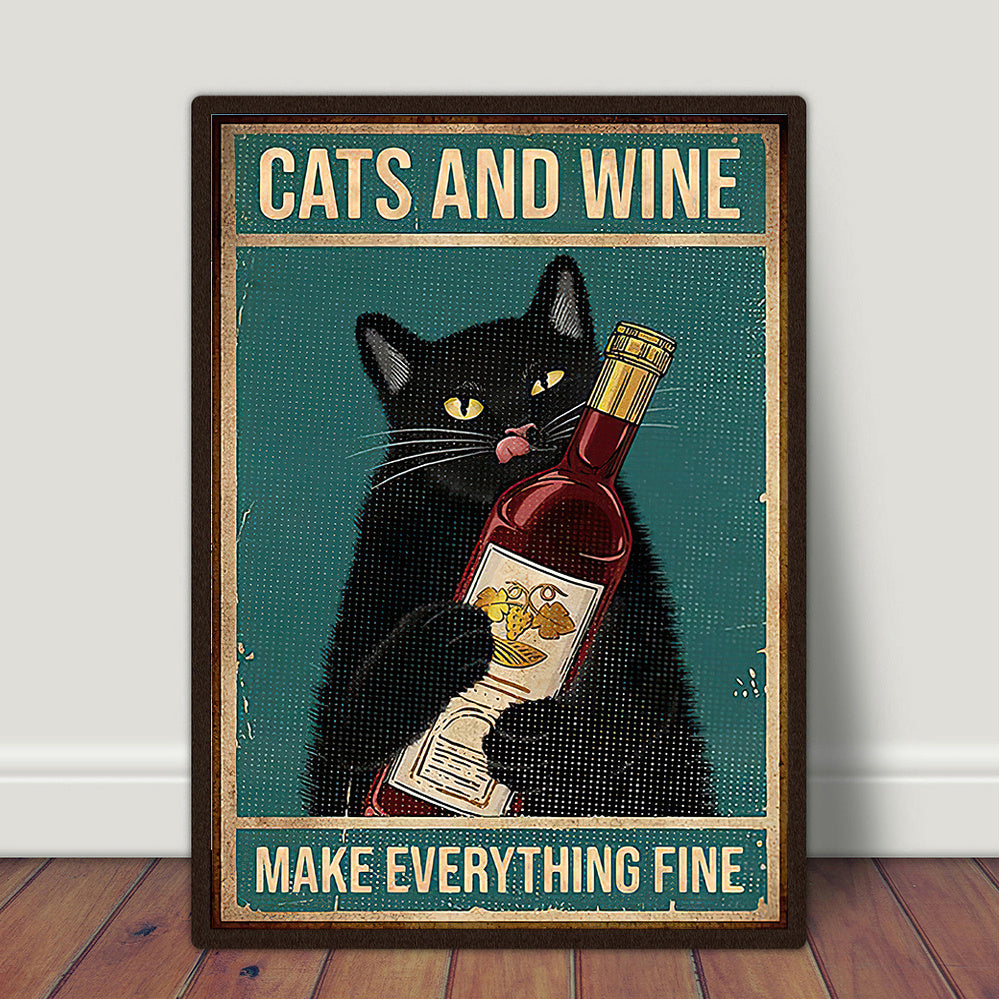 Cat And Wine Poster