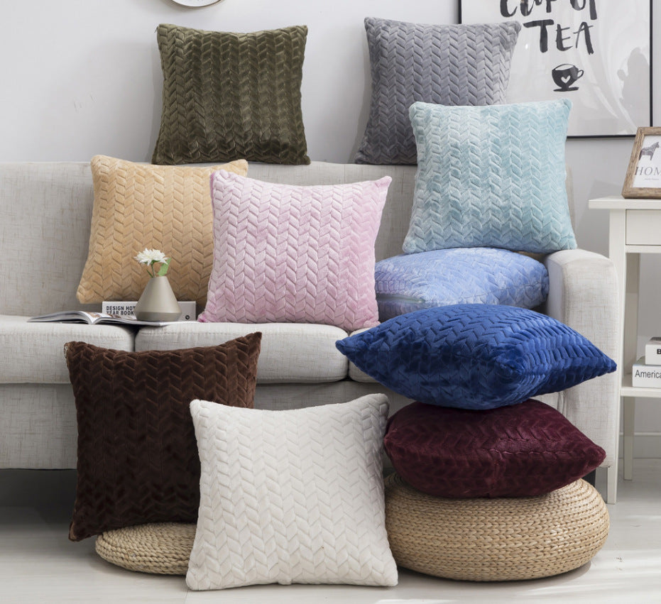 Flannel Leaf Cushion Cover