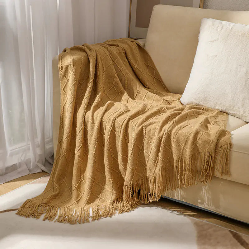 Knitted Sofa Blanket for Winter Office