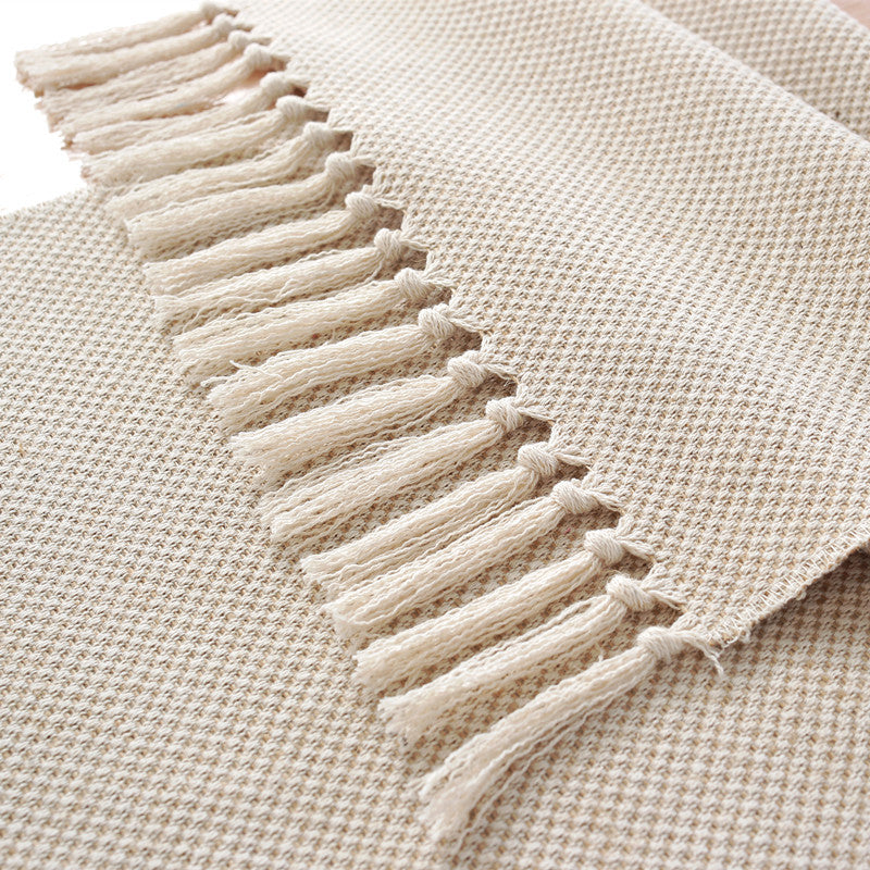 Woven Cotton And Linen Table Runner