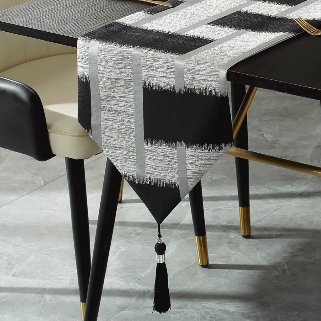 Beige Table Runner with Gold Edging