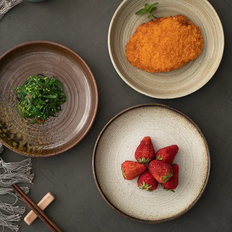 Retro Stoneware Ceramic Plate