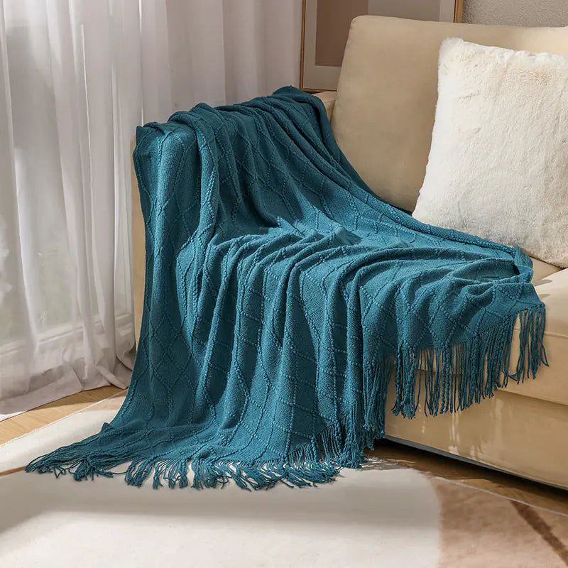 Knitted Sofa Blanket for Winter Office